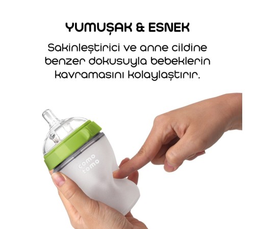 Comotomo Antikolik Silikon Biberon 150 ml 0-3 Ay Yeşil Comotomo Antikolik Silikon Biberon 150 ml 0-3 Ay Yeşil