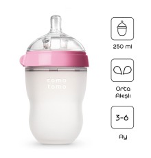Comotomo Antikolik Silikon Biberon 250 ml 3-6 Ay Pembe