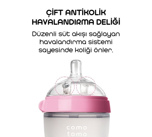 Comotomo Antikolik Silikon Biberon 250 ml 3-6 Ay Pembe Comotomo Antikolik Silikon Biberon 250 ml 3-6 Ay Pembe