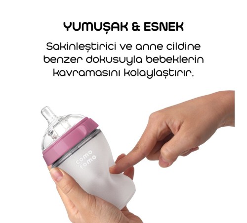 Comotomo Antikolik Silikon Biberon 250 ml 3-6 Ay Pembe Comotomo Antikolik Silikon Biberon 250 ml 3-6 Ay Pembe