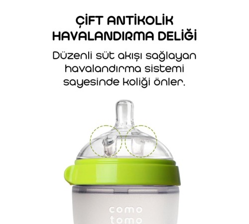 Comotomo Antikolik Silikon Biberon 250 ml 3-6 Ay Yeşil Comotomo Antikolik Silikon Biberon 250 ml 3-6 Ay Yeşil
