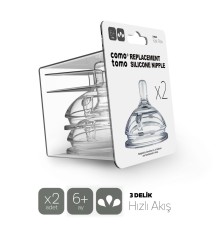 Comotomo Silikon 2'Li Biberon Emziği Hızlı Akış 6+ Ay