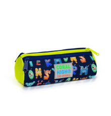Coral High Kids Lacivert Neon Sarı Monster Desenli Üç Bölmeli Kalem Çantası 22026