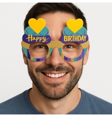 Cupcake Temalı Doğum Günü Renkli Karton Happy Birthday Gözlüğü 6 Adet