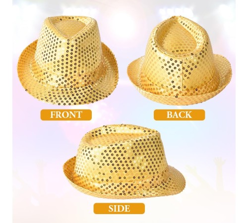 Disko Star Altın Gold Payetli Fötr Şapka Yetişkin Boy Disko Star Altın Gold Payetli Fötr Şapka Yetişkin Boy
