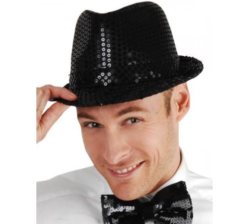 Disko Star Siyah Payetli Fötr Şapka Yetişkin Boy Disko Star Siyah Payetli Fötr Şapka Yetişkin Boy