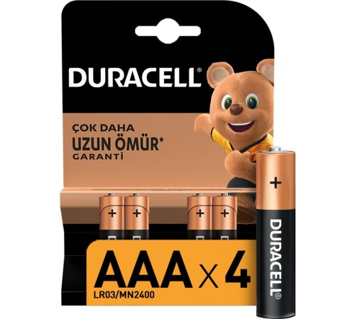Duracell 4'Lü AAA İnce Kalem Pil Duracell 4'Lü AAA İnce Kalem Pil