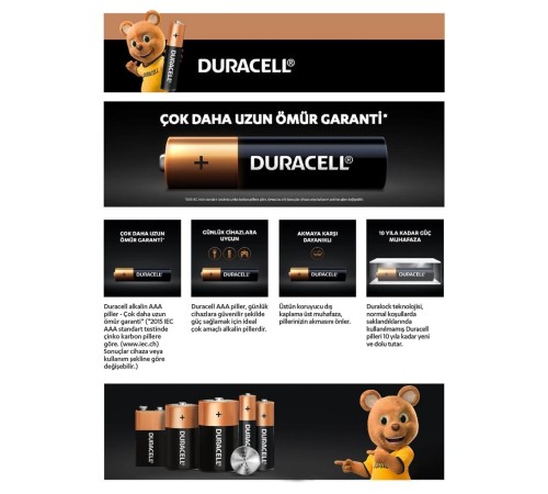 Duracell 6'Lı AAA İnce Kalem Pil Duracell 6'Lı AAA İnce Kalem Pil