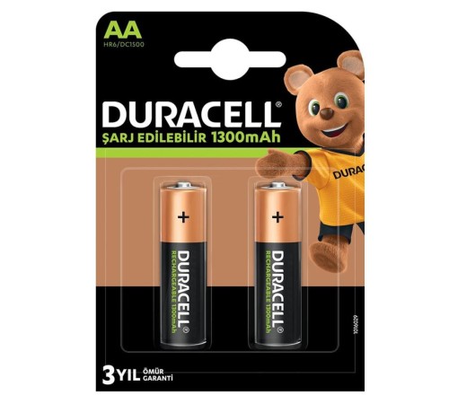 Duracell Şarj Edilebilir Pil 2'Li AA 1300 mAh Duracell Şarj Edilebilir Pil 2'Li AA 1300 mAh