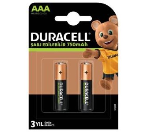 Duracell Şarj Edilebilir Pil 2'Li AAA 750 mAh Duracell Şarj Edilebilir Pil 2'Li AAA 750 mAh