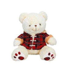 Ekose Elbiseli Peluş Ayı 45 cm