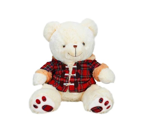 Ekose Elbiseli Peluş Ayı 45 cm
