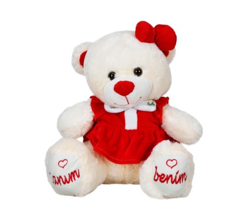 Elbiseli Oturan Peluş Ayı 40 cm Elbiseli Oturan Peluş Ayı 40 cm