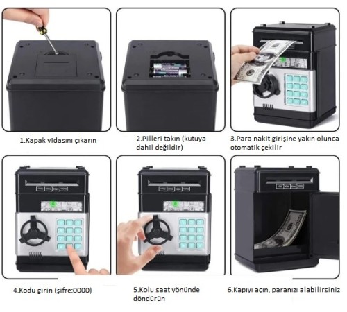 Elektronik Şifreli Kasa Otomatik Kağıt Para Alan ATM Kumbara