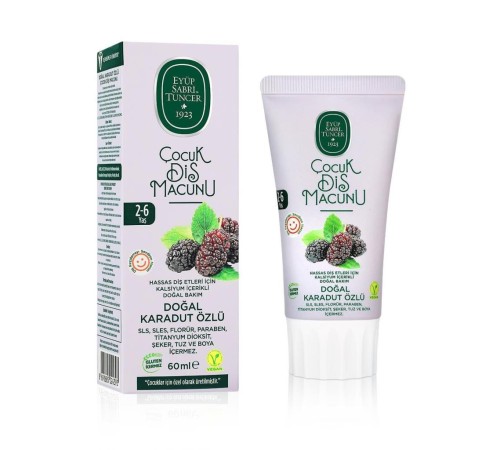 Eyüp Sabri Tuncer Doğal Karadut Özlü Diş Macunu 2-6 Yaş 60ml Eyüp Sabri Tuncer Doğal Karadut Özlü Diş Macunu 2-6 Yaş 60ml