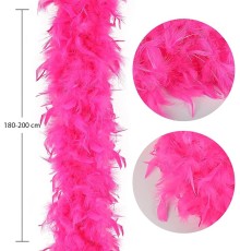 Fuşya Renk Kabarık Kalın Otriş Boa Tüy 6 cm Genişlik 180-200 cm Uzunluk
