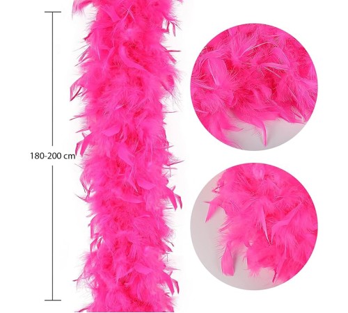Fuşya Renk Kabarık Kalın Otriş Boa Tüy 6 cm Genişlik 180-200 cm Uzunluk