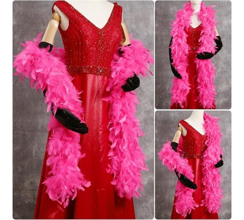 Fuşya Renk Kabarık Kalın Otriş Boa Tüy 6 cm Genişlik 180-200 cm Uzunluk