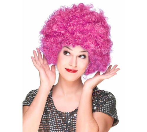 Fuşya Renk Kıvırcık Afro Bonus Peruk Saç Parti Peruğu Fuşya Renk Kıvırcık Afro Bonus Peruk Saç Parti Peruğu