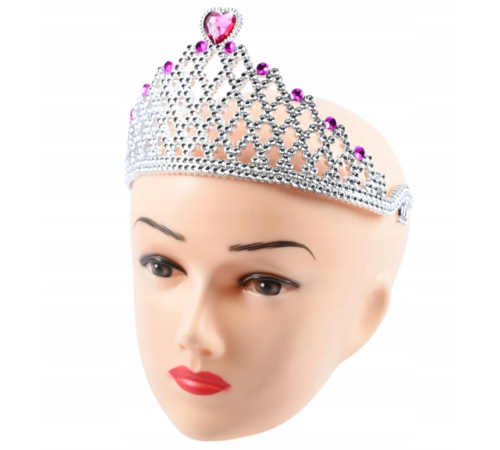 FuşyaKalpliGümüşRenkKraliçeTacıPrensesTacı