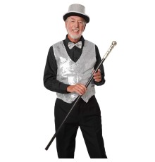 Gece Işıltısı Gümüş Payetli Pullu Papyon 7x2 cm