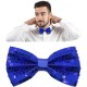 Gece Işıltısı Mavi Payetli Pullu Papyon 7x2 cm