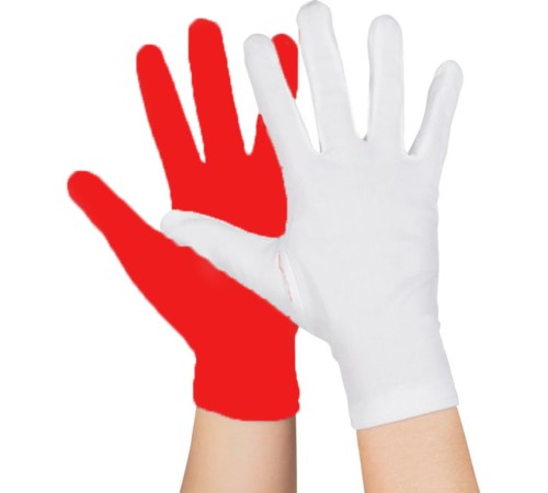 Gösteriler İçin 1 Çift Kırmızı Beyaz Pandomim Eldiveni Çocuk Boy