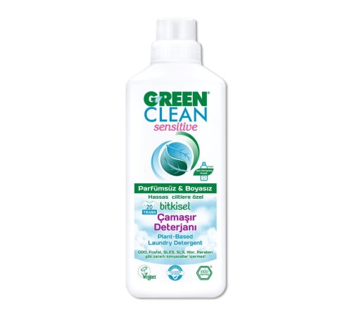 Green Clean Sensitive Parfümsüz Bitkisel Çamaşır Deterjanı 1000ml