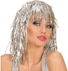 Gümüş Işıltılı Metalize Parti Peruğu