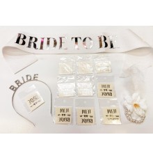 Gümüş Renk Bride Partisi Taç Kuşak Dövme Bileklik Seti Full 13 Parça