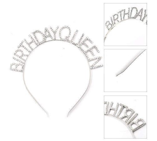 Gümüş Renk Kristal Taşlı Parlak Birthday Queen Yazılı Kraliçe Taç 16x17 cm Gümüş Renk Kristal Taşlı Parlak Birthday Queen Yazılı Kraliçe Taç 16x17 cm