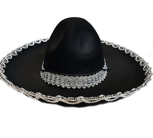 Gümüş Renk Şeritli Meksika Mariachi Latin Şapkası 55 cm Çocuk Gümüş Renk Şeritli Meksika Mariachi Latin Şapkası 55 cm Çocuk
