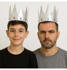 GümüşRenkEvaYumuşakKralKraliyetTacıYetişkinÇocukUyumlu55cm
