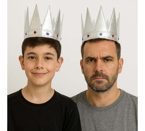 GümüşRenkEvaYumuşakKralKraliyetTacıYetişkinÇocukUyumlu55cm