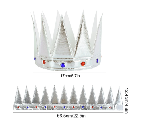 GümüşRenkEvaYumuşakKralKraliyetTacıYetişkinÇocukUyumlu55cm