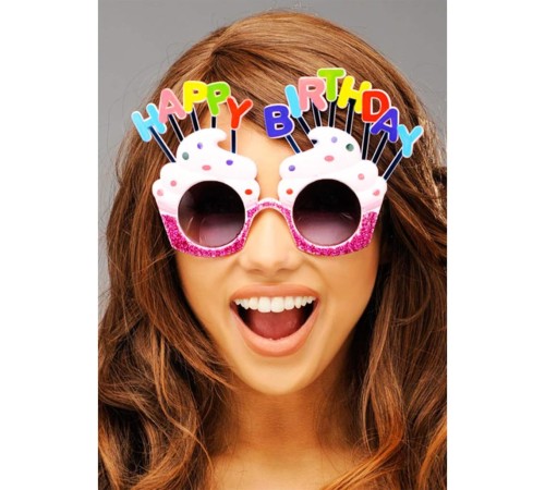 Happy Birthday Yazılı Beyaz Fuşya Renk Parti Gözlüğü 12x7 cm Happy Birthday Yazılı Beyaz Fuşya Renk Parti Gözlüğü 12x7 cm