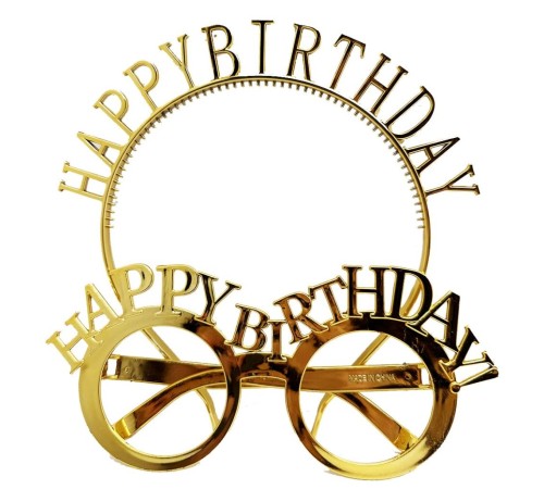 HappyBirthdayYazılıTaçveHappyBirthdayYazılıGözlükSetiAltınRenk HappyBirthdayYazılıTaçveHappyBirthdayYazılıGözlükSetiAltınRenk