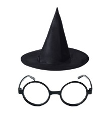 Harry Potter Büyücü Şapkası ve Harry Potter Büyücü Gözlüğü Siyah Renk