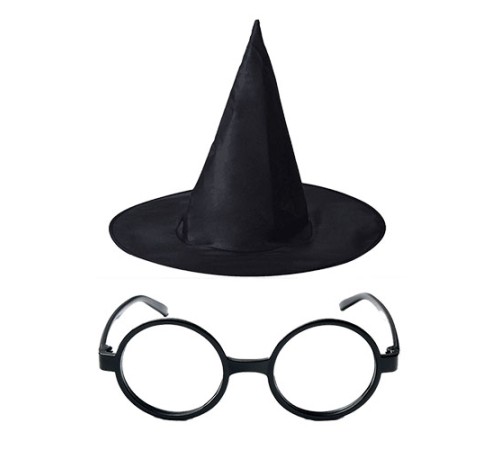Harry Potter Büyücü Şapkası ve Harry Potter Büyücü Gözlüğü Siyah Renk Harry Potter Büyücü Şapkası ve Harry Potter Büyücü Gözlüğü Siyah Renk