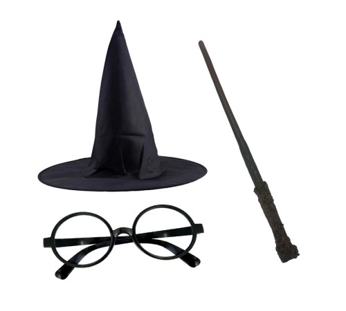 Harry Potter Siyah Şapkası Harry Potter Gözlüğü Harry Potter Asası 3 lü Set Harry Potter Siyah Şapkası Harry Potter Gözlüğü Harry Potter Asası 3 lü Set
