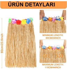 Hawaii Tarzı Hula Eteği – 60 cm Hasır Naturel Etek