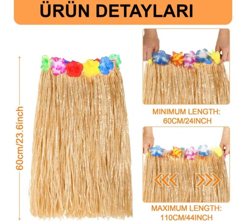 Hawaii Tarzı Hula Eteği – 60 cm Hasır Naturel Etek Hawaii Tarzı Hula Eteği – 60 cm Hasır Naturel Etek