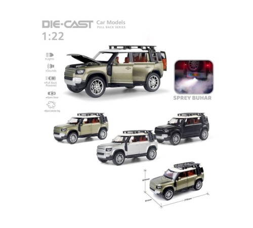 HCL-510A Çek Bırak 1:22 Sesli Ve Işıklı Buharlı DF Metal Jeep HCL-510A Çek Bırak 1:22 Sesli Ve Işıklı Buharlı DF Metal Jeep