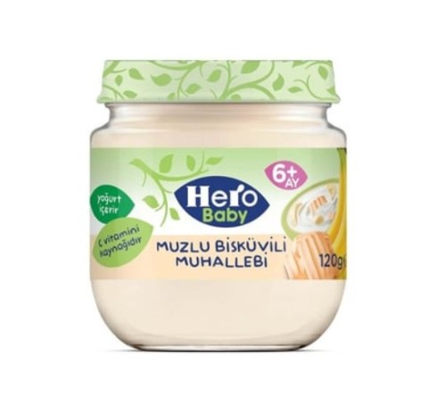 Hero Baby Muzlu Bisküvili Muhallebi Kavanoz Mama 120 Gr Hero Baby Muzlu Bisküvili Muhallebi Kavanoz Mama 120 Gr
