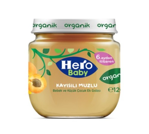 Hero Baby Organik Kayısı Muz Püresi Kavanoz Mama 120 Gr