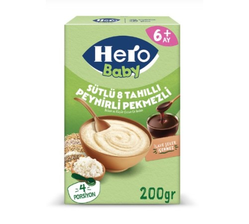 Hero Baby Sütlü 8 Tahıllı Peynirli Pekmezli Kaşık Mama 200 Gr Hero Baby Sütlü 8 Tahıllı Peynirli Pekmezli Kaşık Mama 200 Gr
