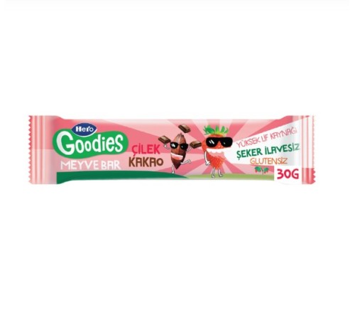 Hero Goodies Çilek Kakao Meyve Bar 30 Gr Hero Goodies Çilek Kakao Meyve Bar 30 Gr