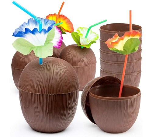Hindistan Cevizi Hawaii Luau Aloha Pipetli İçecek Kabı Bardak 10x13 cm 1 Adet Hindistan Cevizi Hawaii Luau Aloha Pipetli İçecek Kabı Bardak 10x13 cm 1 Adet