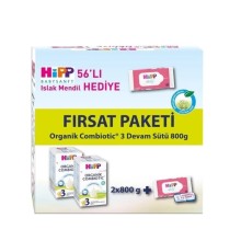 Hipp 3 Organik Combiotic Bebek Sütü 800 Gr X2 Islak Mendil Hediyeli