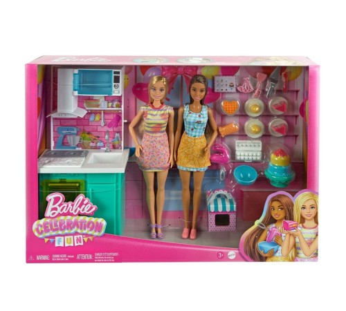 HJY94 Barbie Brooklyn ve Malibu Pasta Yapıyor Oyun Seti